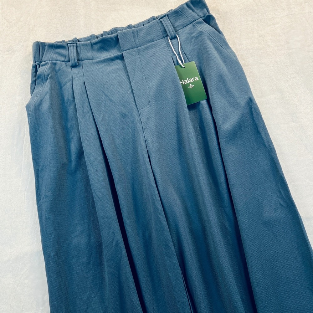 Halara High Waisted Wide Leg Waffle Knit Work Pants Slate Blue Size Large Tall